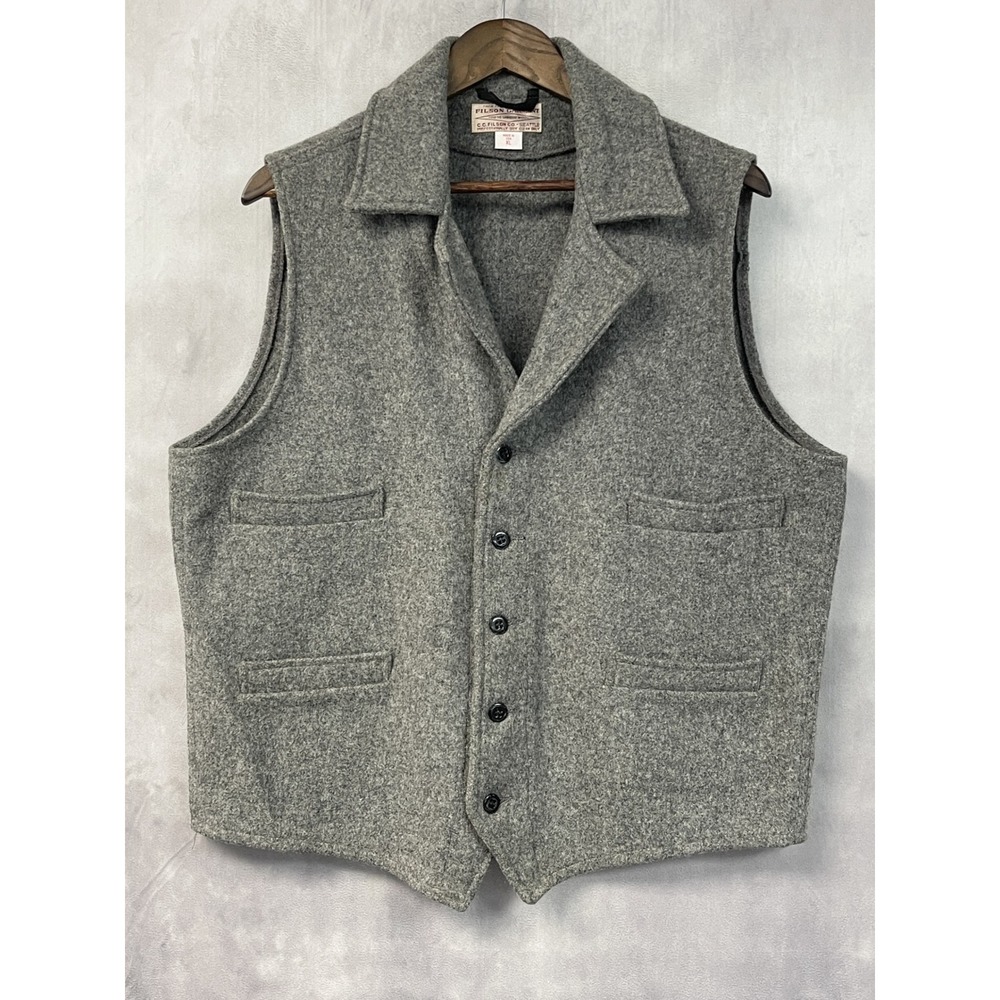 Filson Western Vest Mens XL Mackinaw Virgin Wool Charcoal USA 10057 Heritage